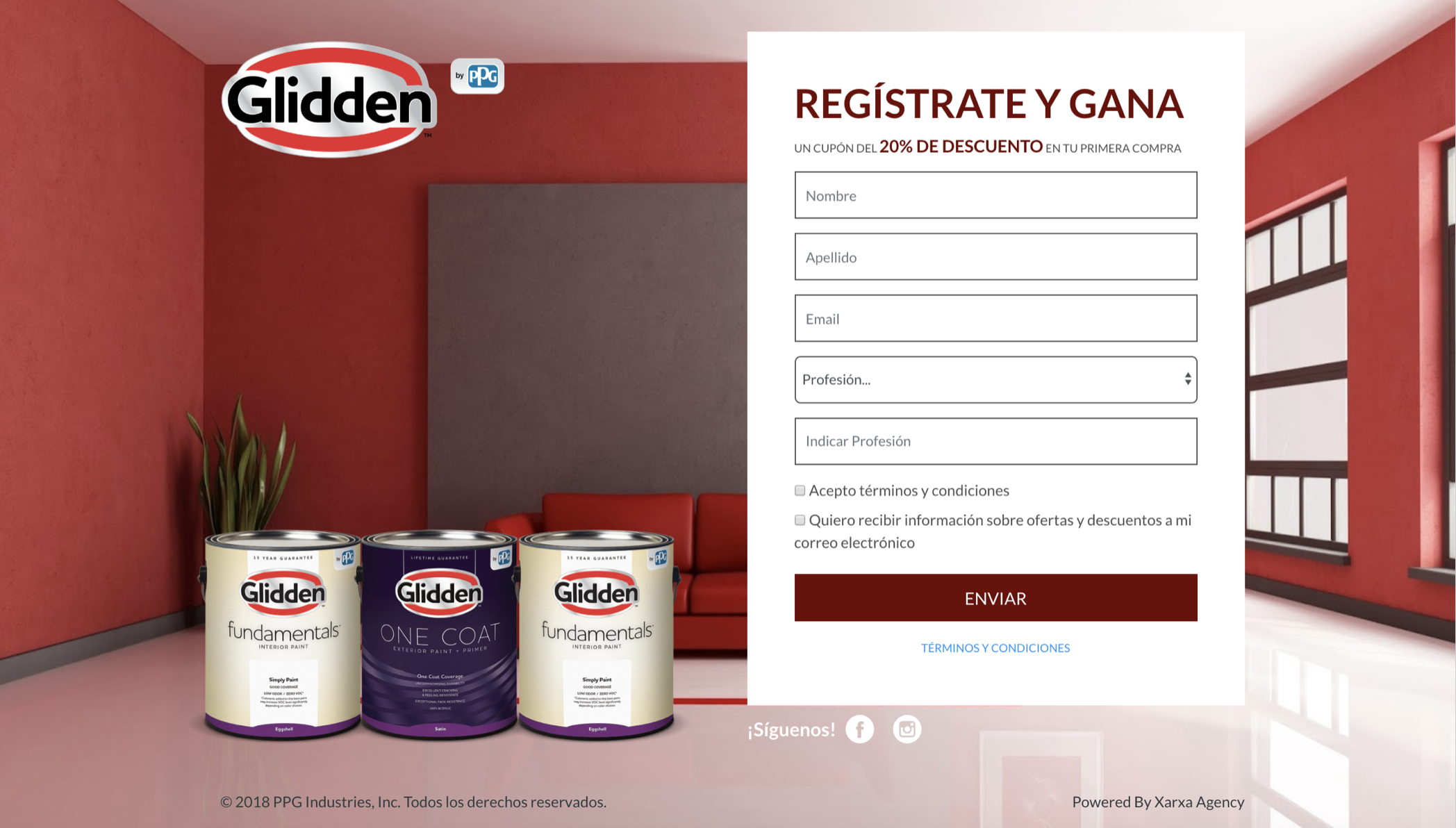 Landing Page Lanzamiento Glidden Paints