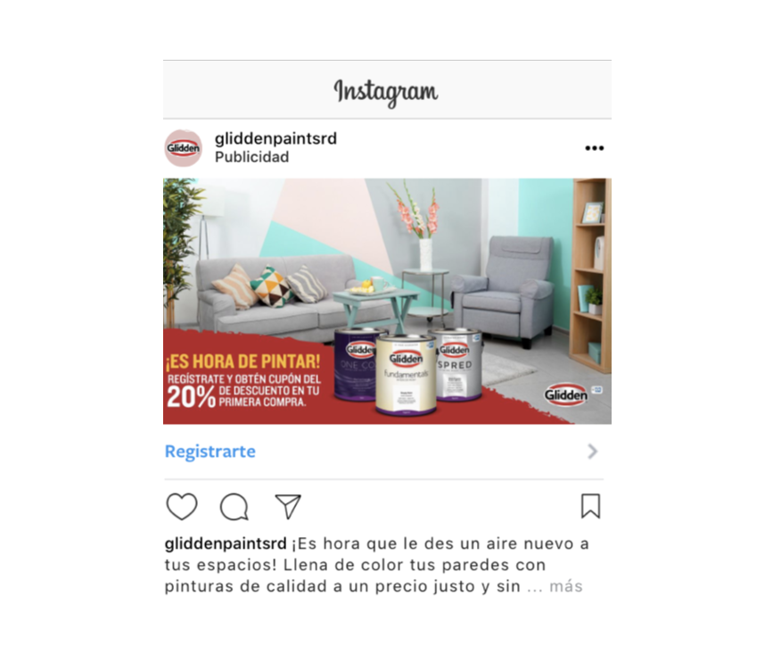 Ejemplo de Anuncio en Instagram Glidden Paints